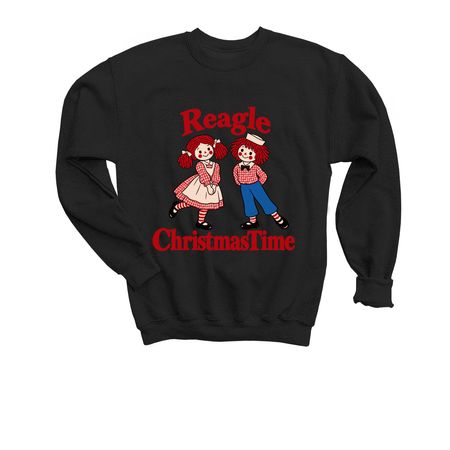 ChristmasTime Raggedy Doll Youth Crewneck, a Black Youth Crewneck Sweatshirt