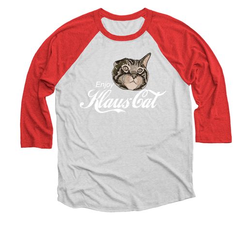 Klaus Is It! Red and Heather White Baseball Tee