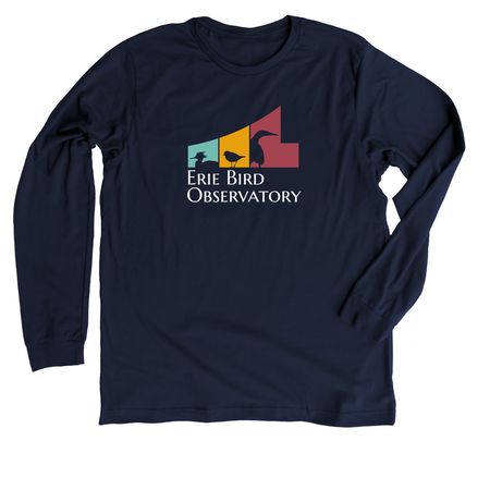 EBO Logo Shirts (white text), a Heather Midnight Navy Premium Long Sleeve Tee
