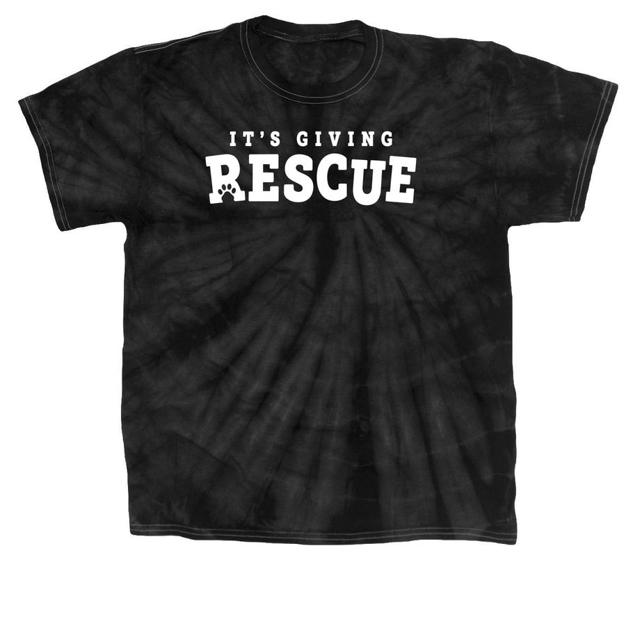 It's Giving Rescue, a Black Classic Tie Dye Tee