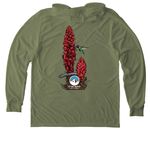 Snow Plant (Back of shirt) - SNA Apparel, a Olive You Green Allmade Eco Triblend Hoodie Tee (back-view)