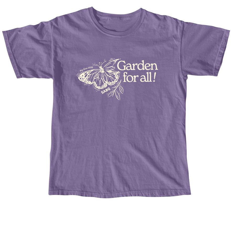 SABG Big Give Garden for All, a Grape Comfort Colors Unisex Tee