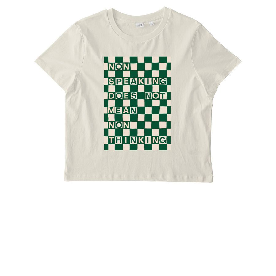 Non Speaking Does Not Mean Non Thinking, a Natural Raw Stanley/Stella Women?s Stella Muser Tee