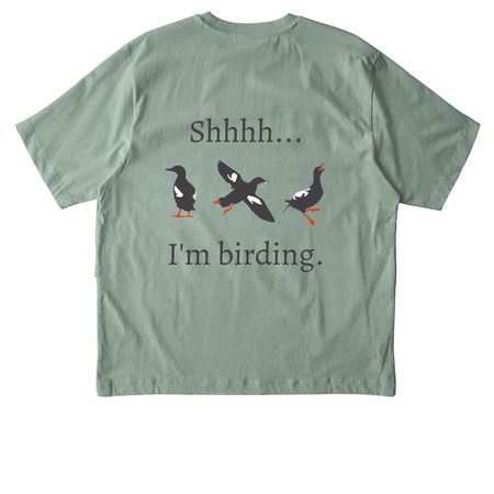 Shhhh...I'm birding., a Aloe Stanley/Stella Unisex Freestyler Heavyweight Tee (back-view)
