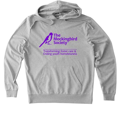 Mockingbird Society Apparel - Purple Logo, a Granite Grey Heather Allmade Organic French Terry Pullover Hoodie