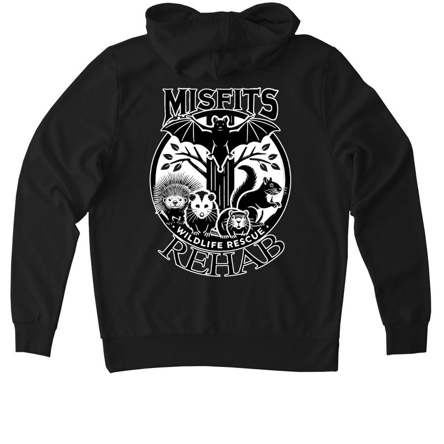 Misfits Logo Hoodies, a Deep Black Allmade Organic French Terry Pullover Hoodie (back-view)
