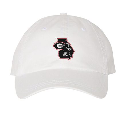 Athens Mikey Hat, a White Printed Pigment Dye Baseball Cap