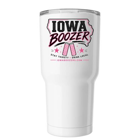Iowa Boozer Her?s Edition 30oz Tumbler, a White Insulated Tumbler (back-view)