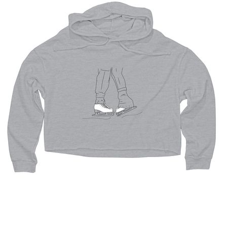 Sapphic Skaters <3, a Grey Heather Women?s Lightweight Cropped Hoodie