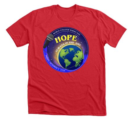World College Radio Day 2026 Official T-shirt, a Heather Red Premium Unisex Tee