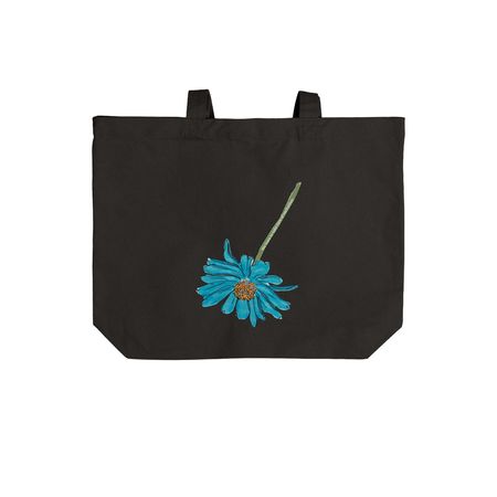 We have to take care of eachother blue tote&nbsp;, a Deep Black Cotton Canvas Tote Bag