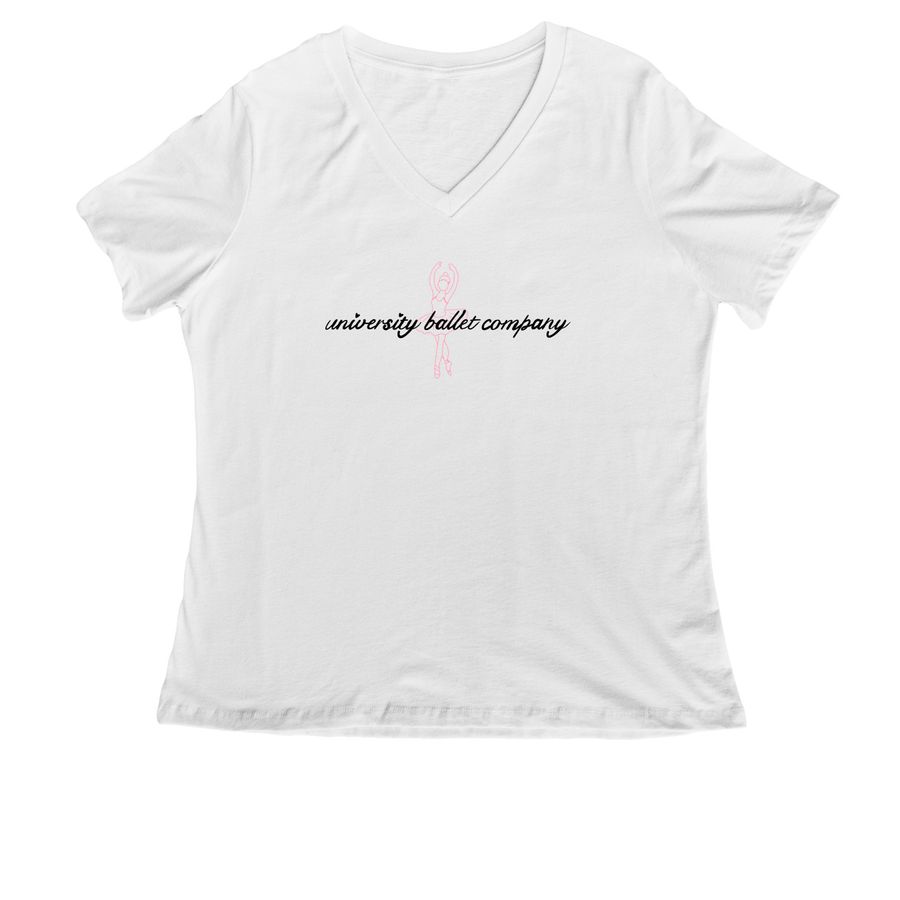 Twirl into UBC, a White Women's Relaxed V-Neck Tee