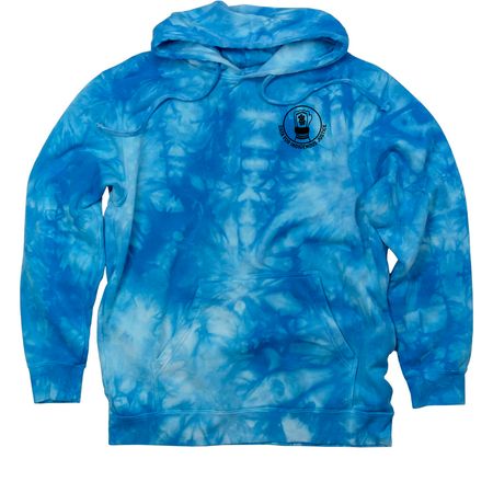 Data for Indigenous Justice (Black Logo), a Aqua Blue Tie Dye Pullover Hoodie