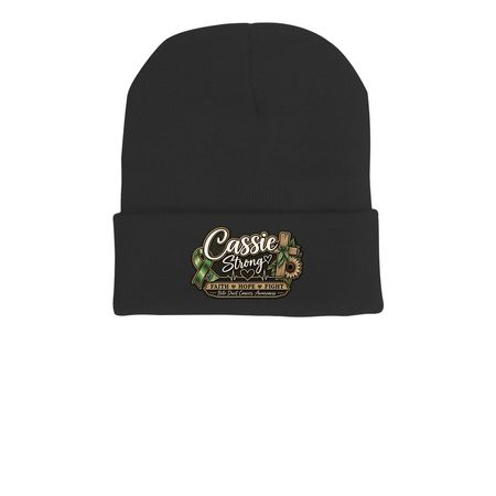 Cassie Strong Beanies, a Black Printed Cuffed Beanie