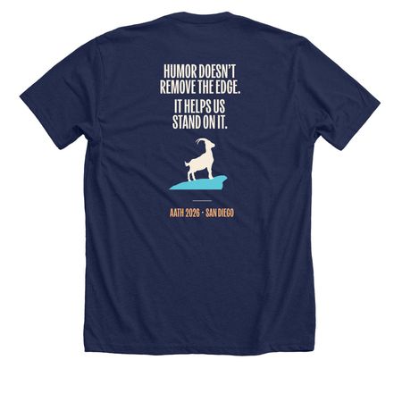 On The Edge 2026, a Solid Navy Blend Premium Unisex Tee (back-view)