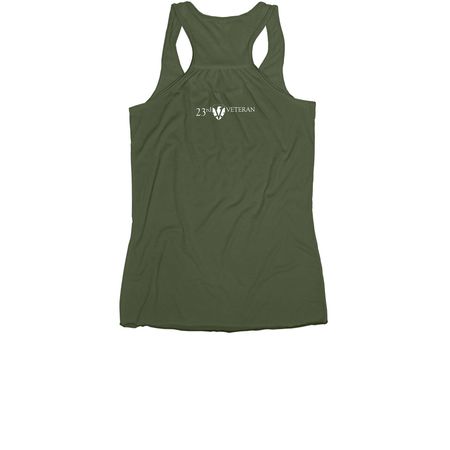 Ruck Life (Women's / Youth), a Military Green Women's Racerback (back-view)
