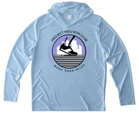 PN Run club drop, a Light Blue UV Performance Long Sleeve Hoodie