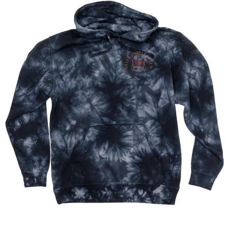 Tie Dye Small Logo Tops, a Black Tie Dyed Pullover Hoodie