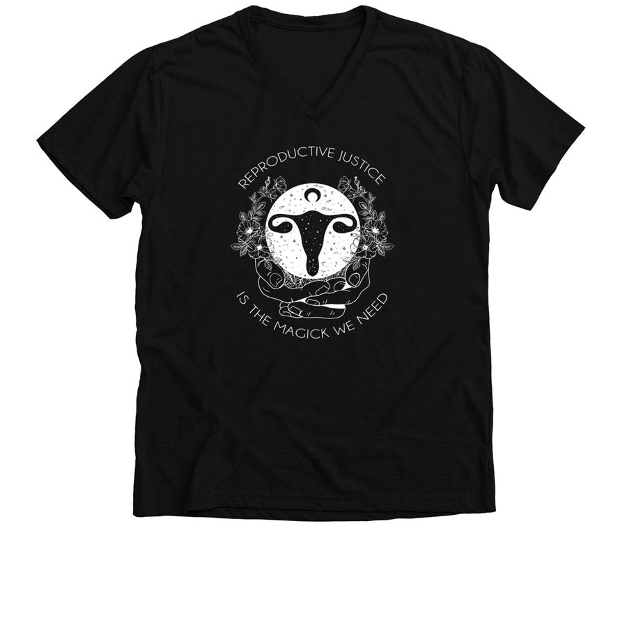 Reproductive Justice is the Magick We Need, a Solid Black Blend Premium V-Neck Tee