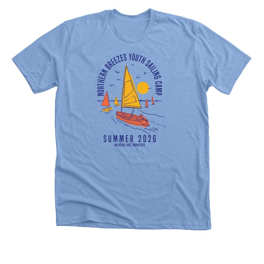 Northern Breezes Youth Sailing Camp 2026, a Heather Carolina Blue Premium Unisex Tee