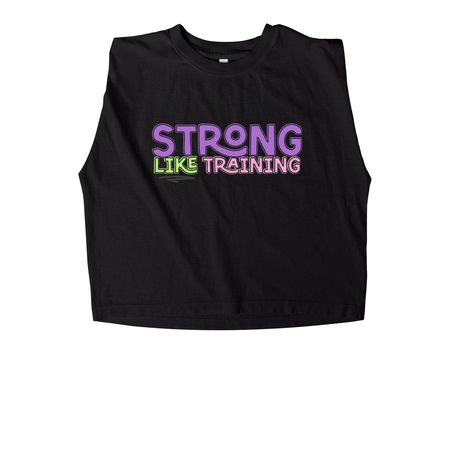Stronglike Training, a True Black Women's Heavyweight Garment Dye Muscle Tee