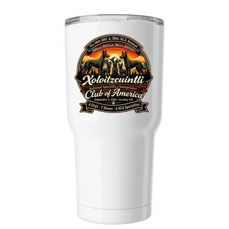 2026 XCA National Specialty Weekend, a White Insulated Tumbler (back-view)