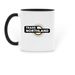 'Safe with Me' Non-Binary Mug, a Black Two-Tone Ceramic Mug (back-view)