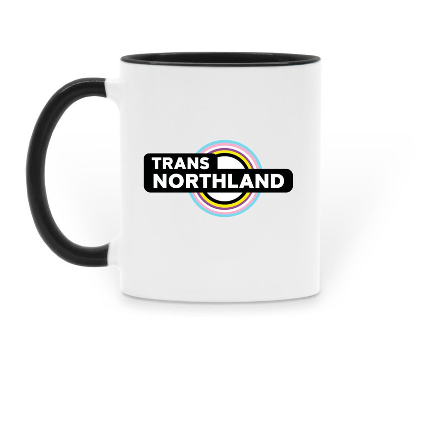 'Safe with Me' Non-Binary Mug, a Black Two-Tone Ceramic Mug (back-view)