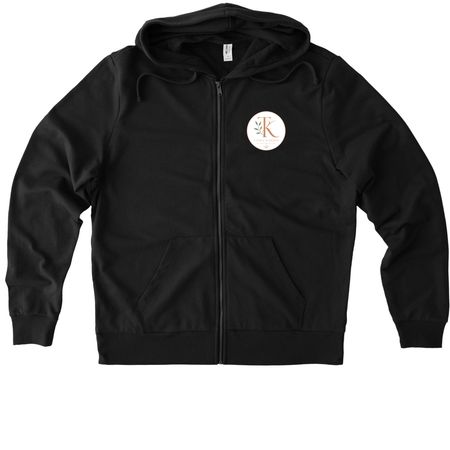 I Pulled My Chakra, a Deep Black Allmade Organic French Terry Zip Up Hoodie