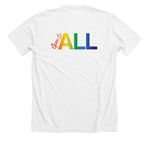 Open to All - Light Colors, a Solid White Blend Premium Unisex Tee (back-view)
