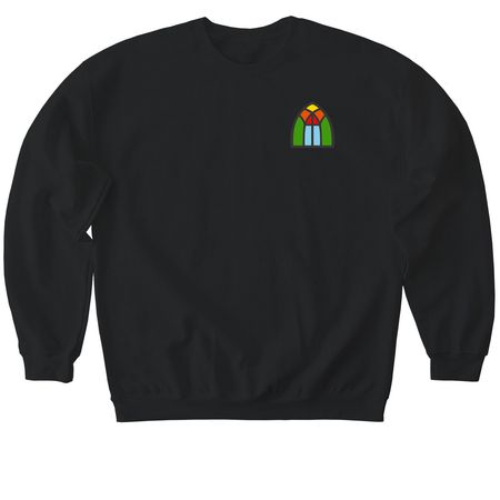 Church Logo on Breast, a Black Softstyle Crewneck Sweatshirt