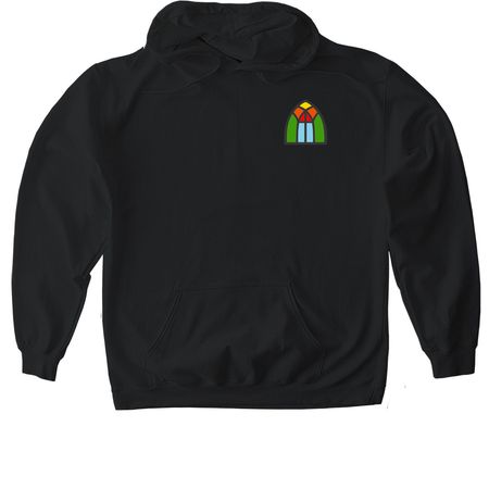 Church Logo on Breast, a Black Gildan Softstyle Pullover Hoodie