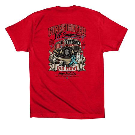 Firefighter-IVF Supporters, a Red Premium Cotton Tee