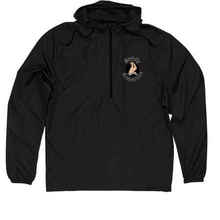 Front Logo Small-B&W Logo, a Black Quarter-Zip Windbreaker