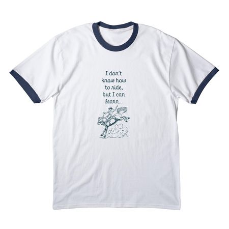 Save a horse?, a White/ Navy Cotton Ringer Tee