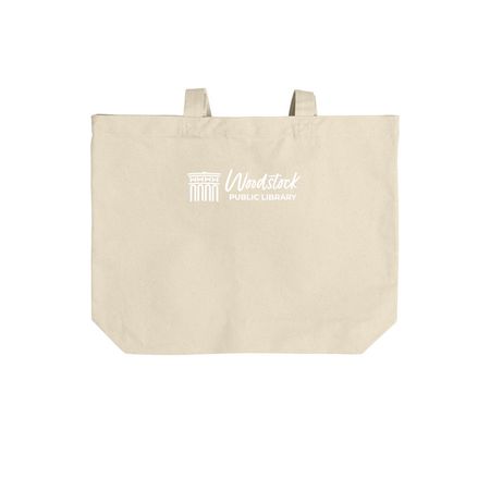 My Dad's Library Card, a Natural Cotton Canvas Tote Bag (back-view)