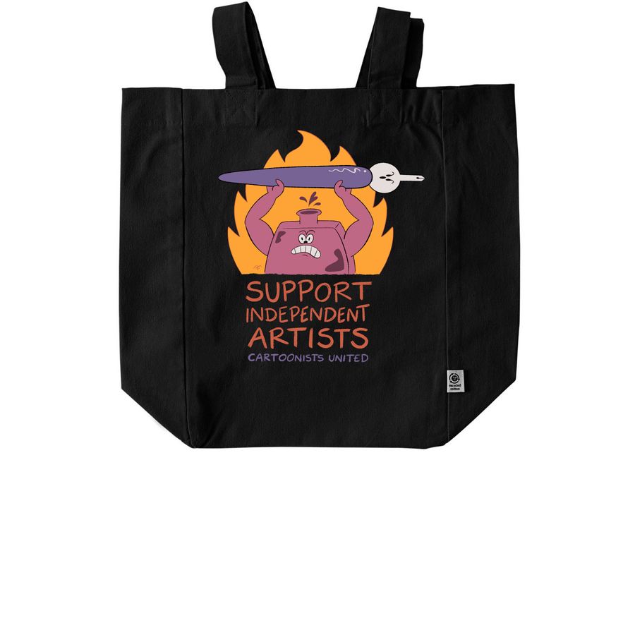Supportive Tote, a Black Recycled Cotton Tote Bag