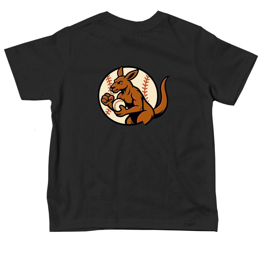 South Paw LITTLE Roos, a Black Toddler Tee (back-view)
