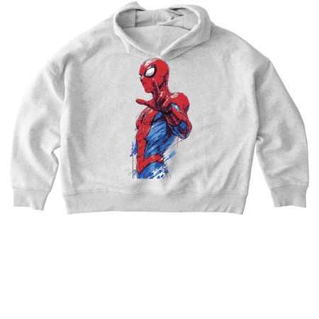 Spider-Man hoodie for women and men., a Cool Heather Grey Stanley/Stella Women?s Stella Nora Pullover Hoodie (back-view)