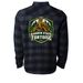 Garden State Tortoise Shield, a Charcoal Heather/ Black Unisex Flannel Shirt (back-view)