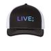LIVE; Hat&nbsp;, a Black/ White Printed Five-Panel Trucker Cap