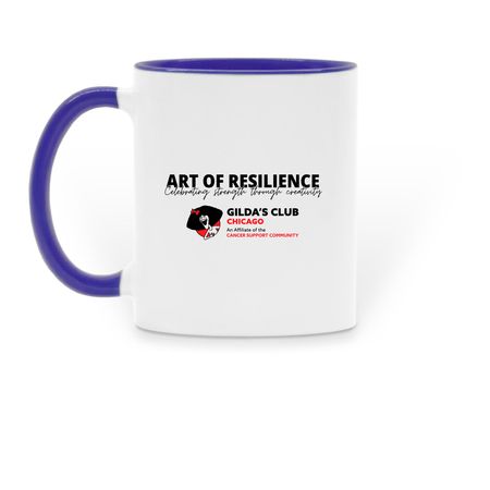 all day long i think of you, a Dark Blue Two-Tone Ceramic Mug (back-view)