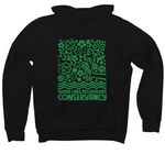 The Elegant Hoodie in Black & Green, a Black Premium Pullover Hoodie (back-view)