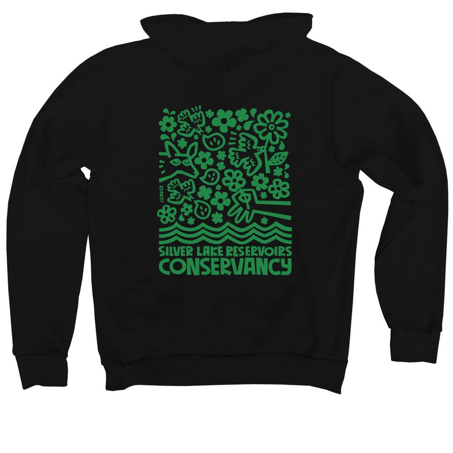 The Elegant Hoodie in Black & Green, a Black Premium Pullover Hoodie (back-view)
