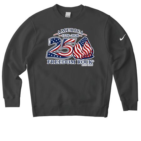 America 250 Freedom Rock?, a Anthracite Nike Club Fleece Crewneck Sweatshirt