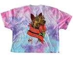 Speak of the Devil Weed Queen, a Cotton Candy Women's Tie Dye Cropped Tee (back-view)