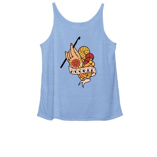 Hooked Tattoo Flash Color  Blue Triblend Women's Slouchy Tank