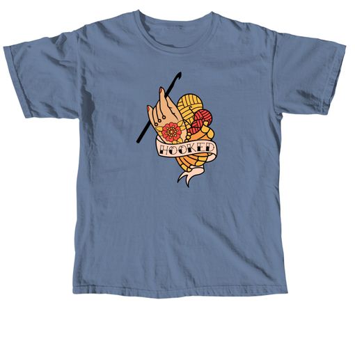 Hooked Tattoo Flash Color  Blue Jean Comfort Colors Tee