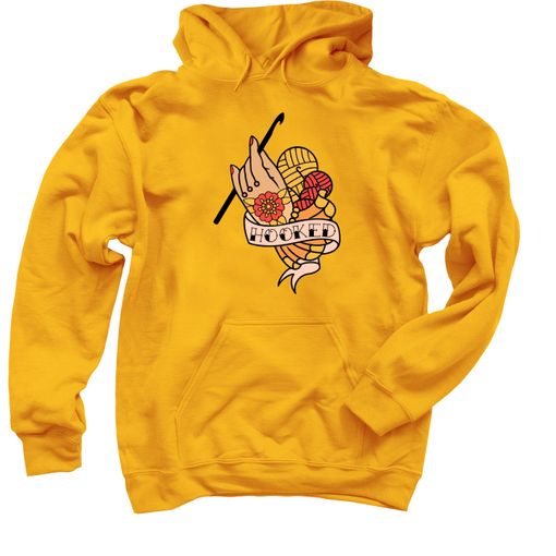 Hooked Tattoo Flash Color  Gold Hoodie