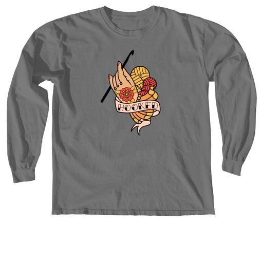 Hooked Tattoo Flash Color  Grey Comfort Colors Long Sleeve Tee